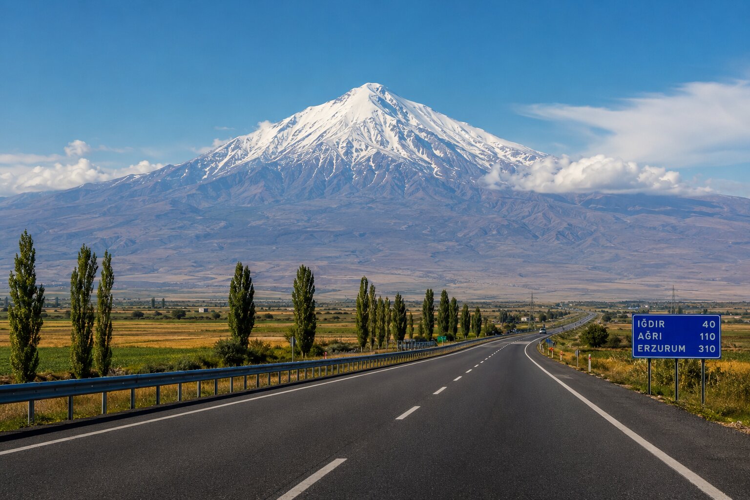 Iğdır Erzurum yolunda Ağrı Dağı manzarası