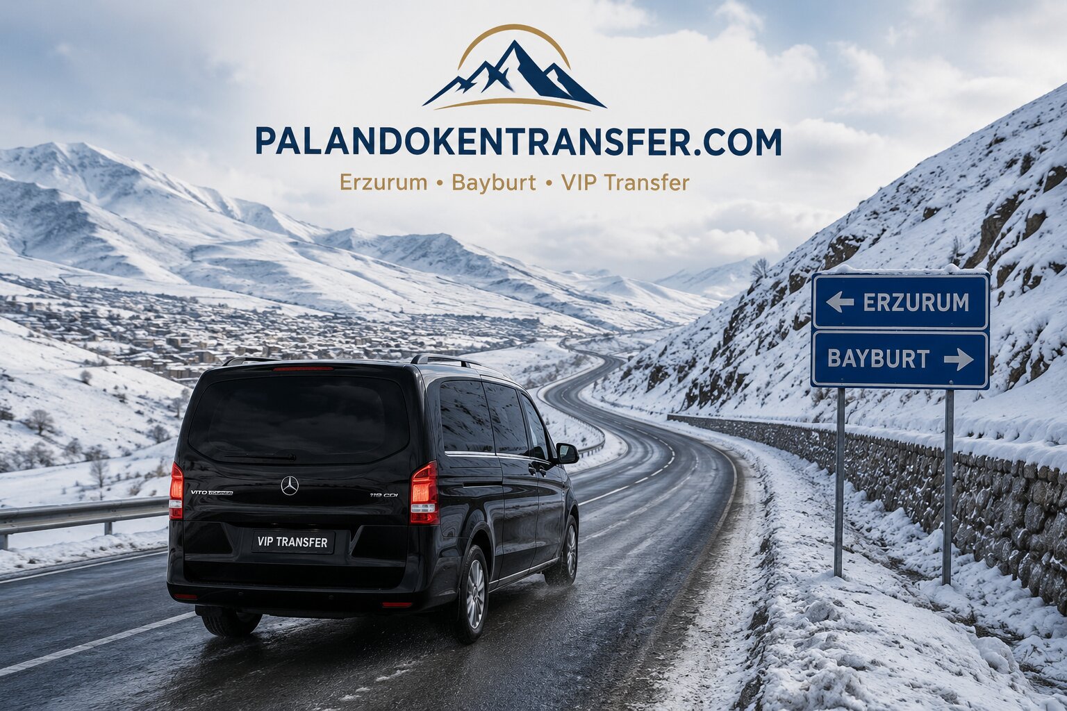 Erzurum Bayburt arası kar kaplı transfer yolu