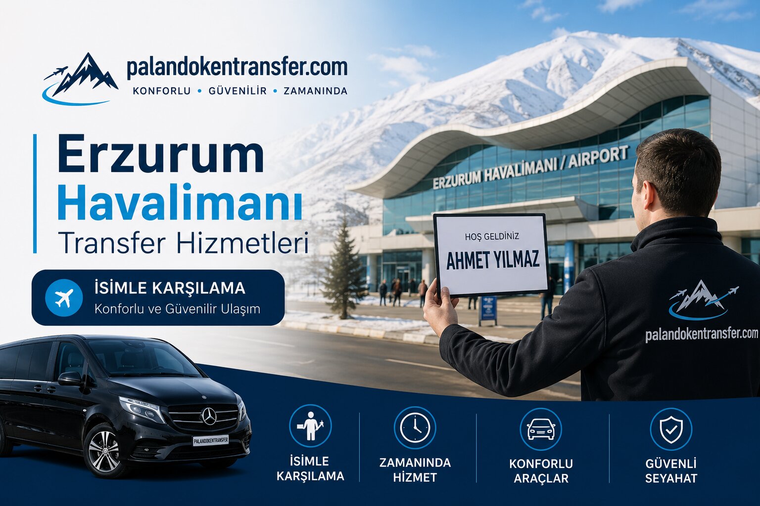 Erzurum Havalimanı önünde VIP transfer aracı